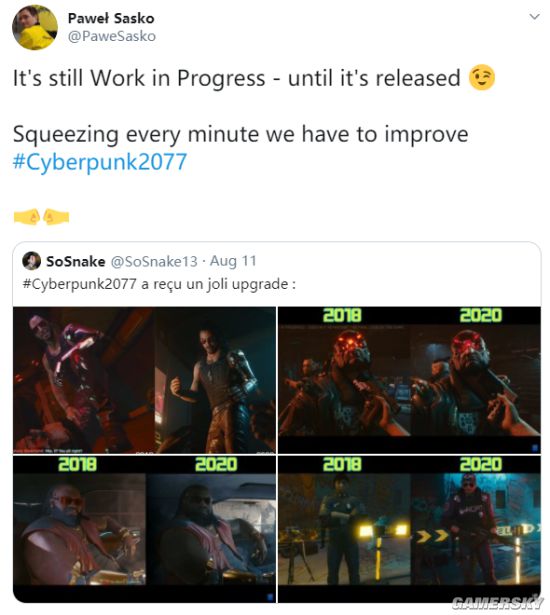 网友发对比图表示《赛博朋克2077》画面有进步 CDPR：仍在制作中-精研拍拍网